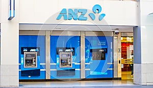 Australia and new zealand anz bank ATM machine at in front of a bank office in downtown of Sydney.